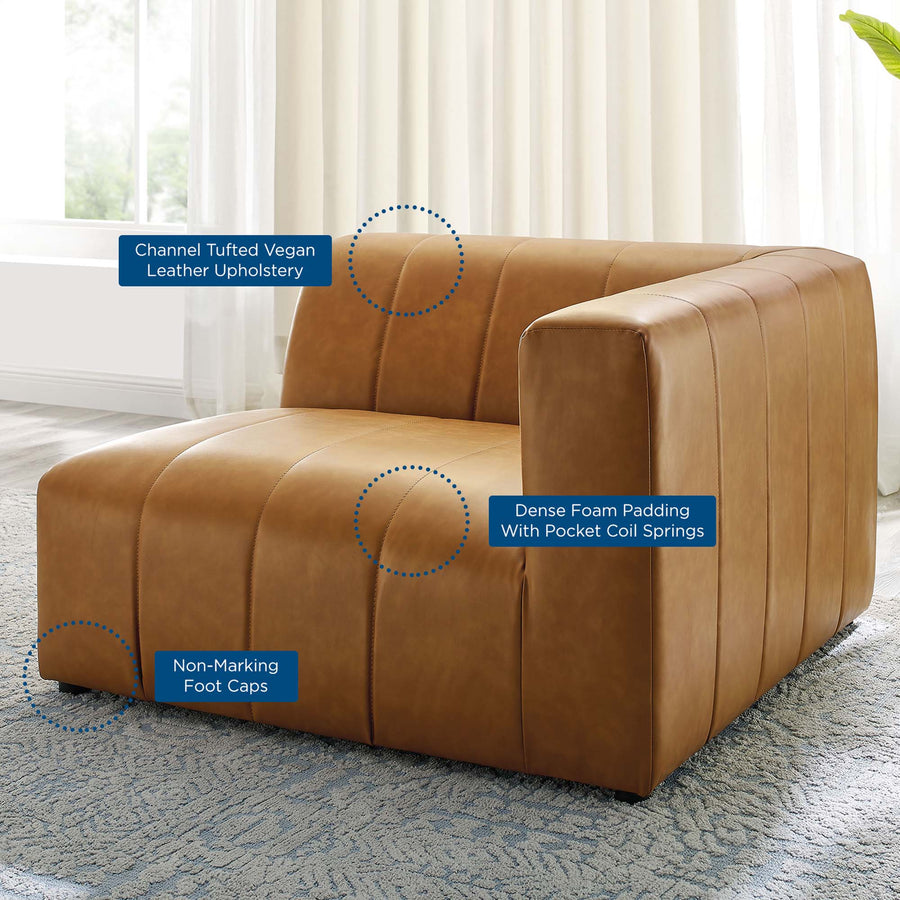 Reef Vegan Leather Right-Arm Chair in Tan