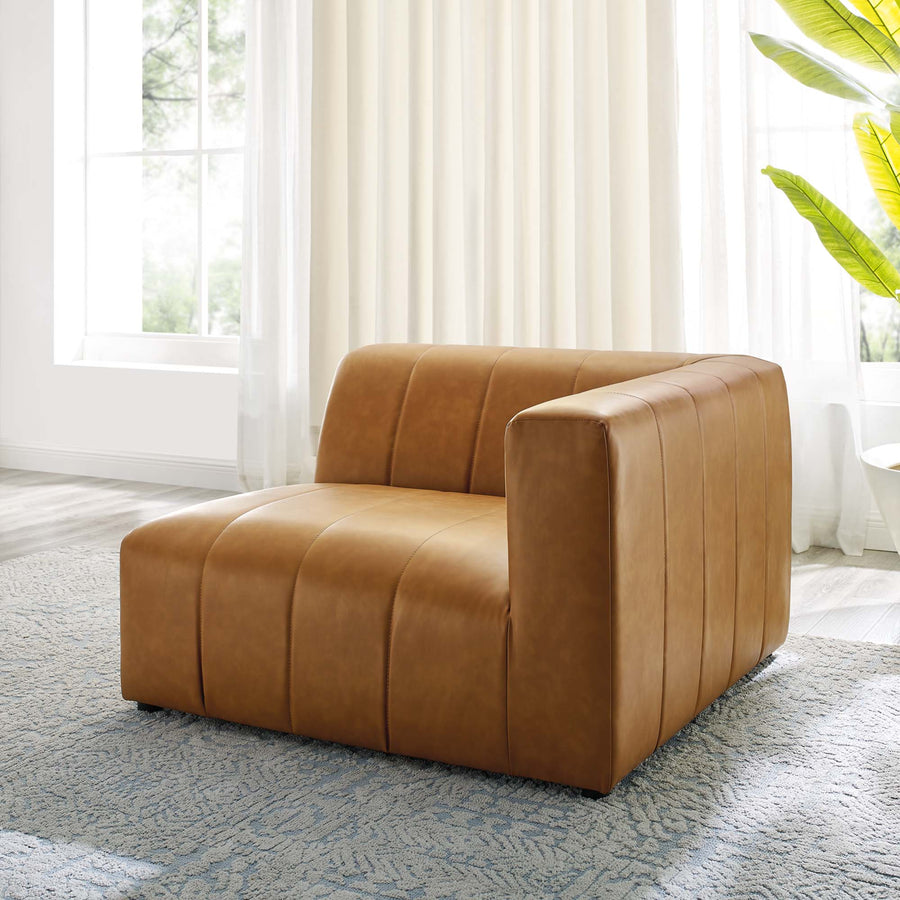 Reef Vegan Leather Right-Arm Chair in Tan