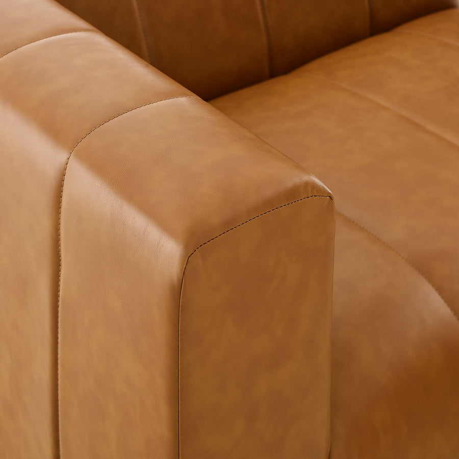 Reef Vegan Leather Left-Arm Chair in Tan