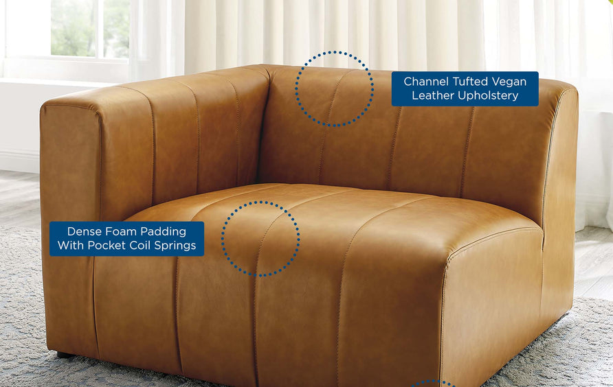 Reef Vegan Leather Left-Arm Chair in Tan