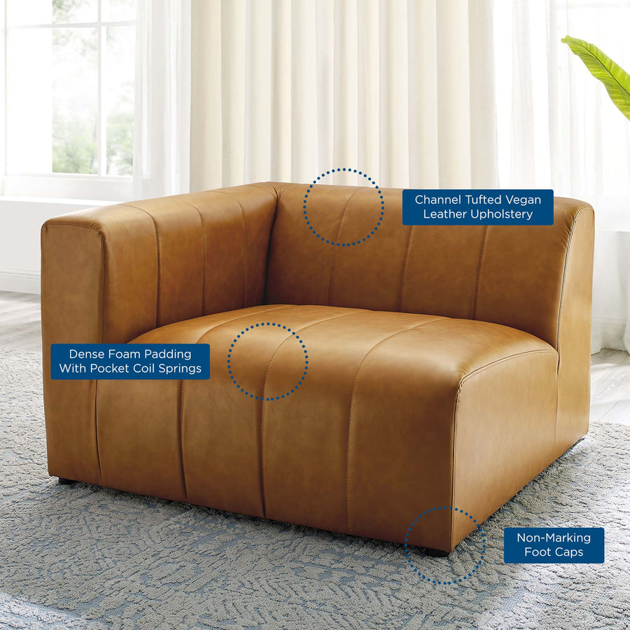 Reef Vegan Leather Left-Arm Chair in Tan