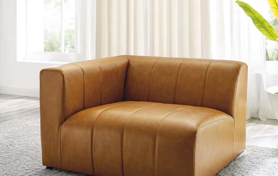 Reef Vegan Leather Left-Arm Chair in Tan