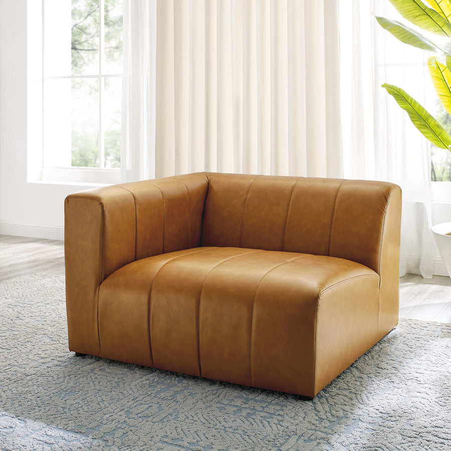 Reef Vegan Leather Left-Arm Chair in Tan