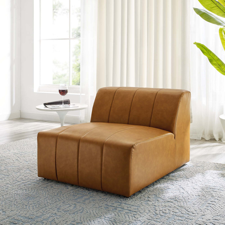 Reef Vegan Leather Armless Chair in Tan