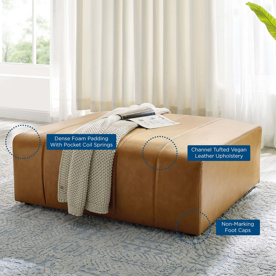 Reef Vegan Leather Ottoman in Tan