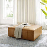 Reef Vegan Leather Ottoman in Tan