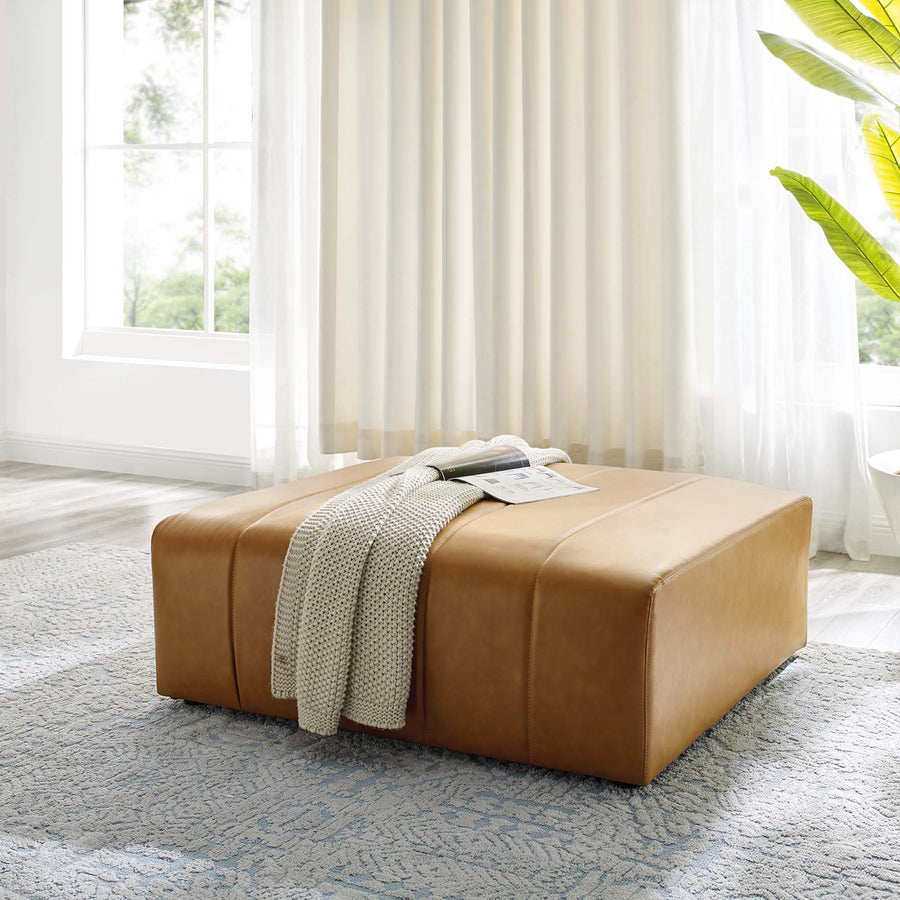 Reef Vegan Leather Ottoman in Tan