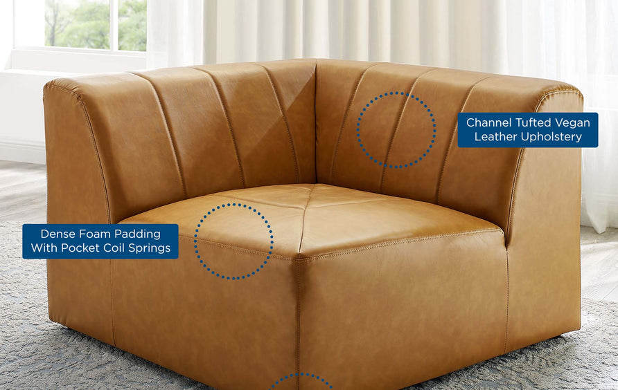 Reef Vegan Leather Corner Chair in Tan