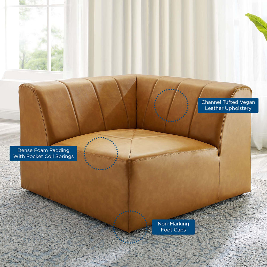 Reef Vegan Leather Corner Chair in Tan