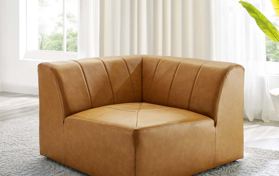 Reef Vegan Leather Corner Chair in Tan