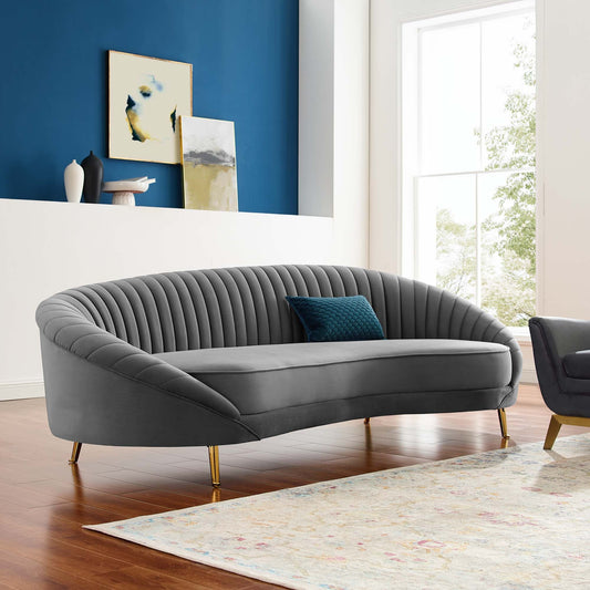 Camber Channel Tufted Performance Velvet Sofa by Furniture for America