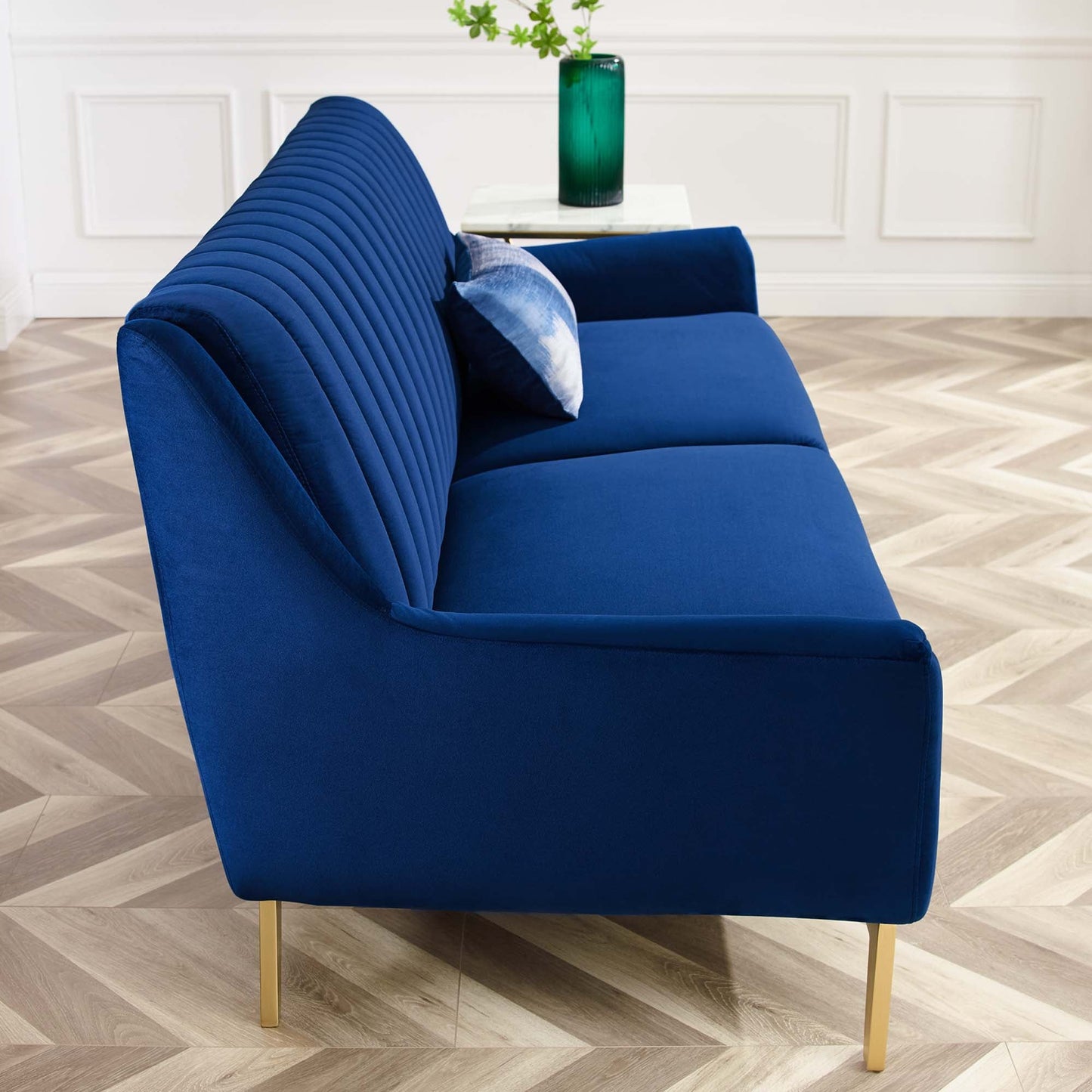 Winsome Channel Tufted Performance Velvet Sofa by Furniture for America