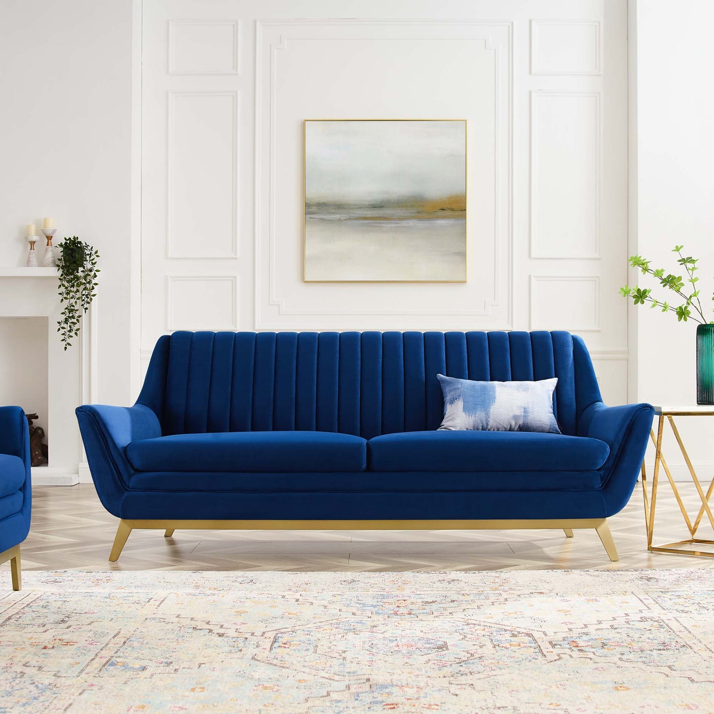 Winsome Channel Tufted Performance Velvet Sofa by Furniture for America