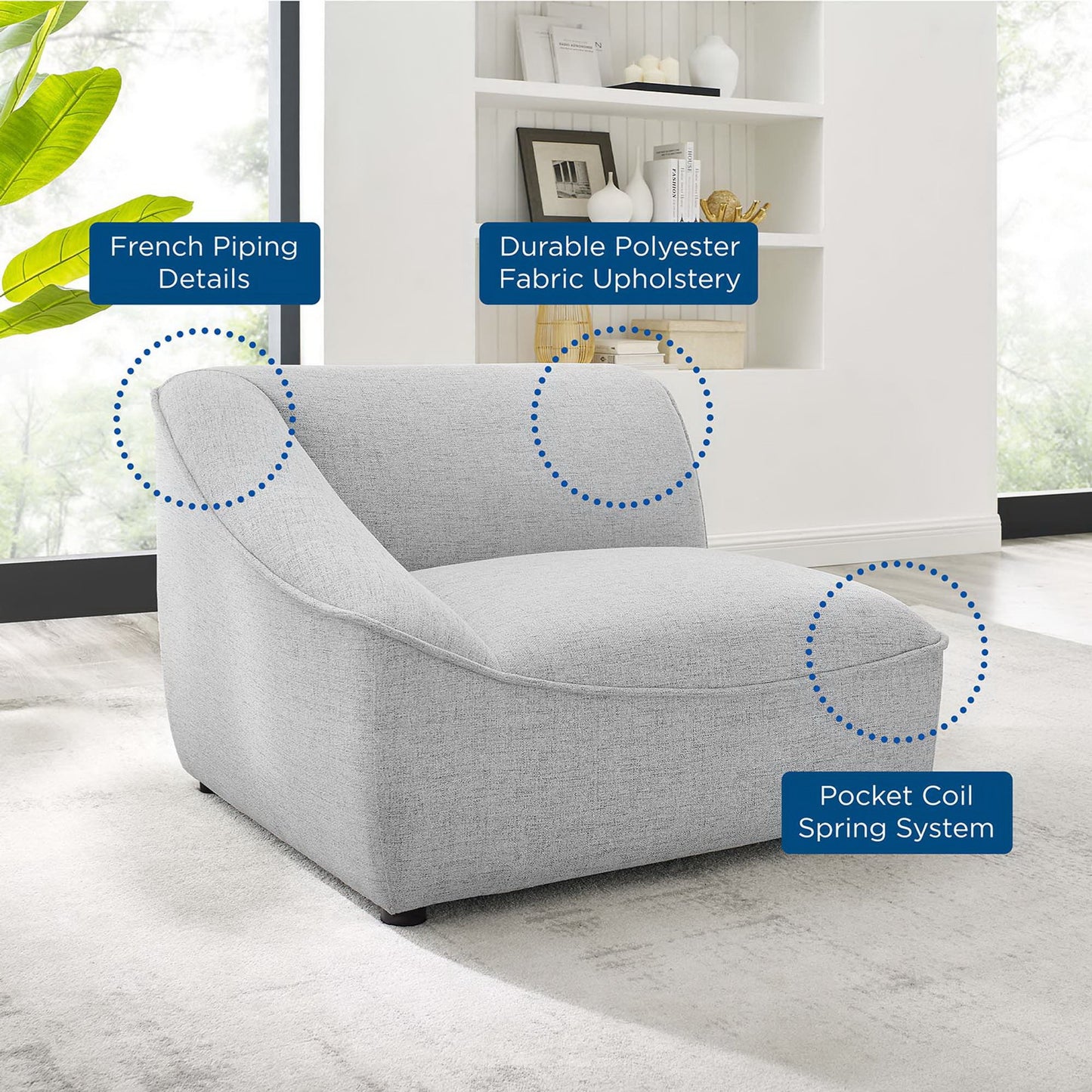 Comprise Left-Arm Sectional Sofa Chair by Furniture for America