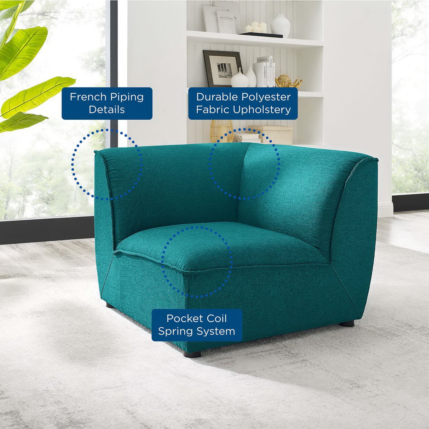 Comprise Corner Sectional Sofa Chair by Furniture for America