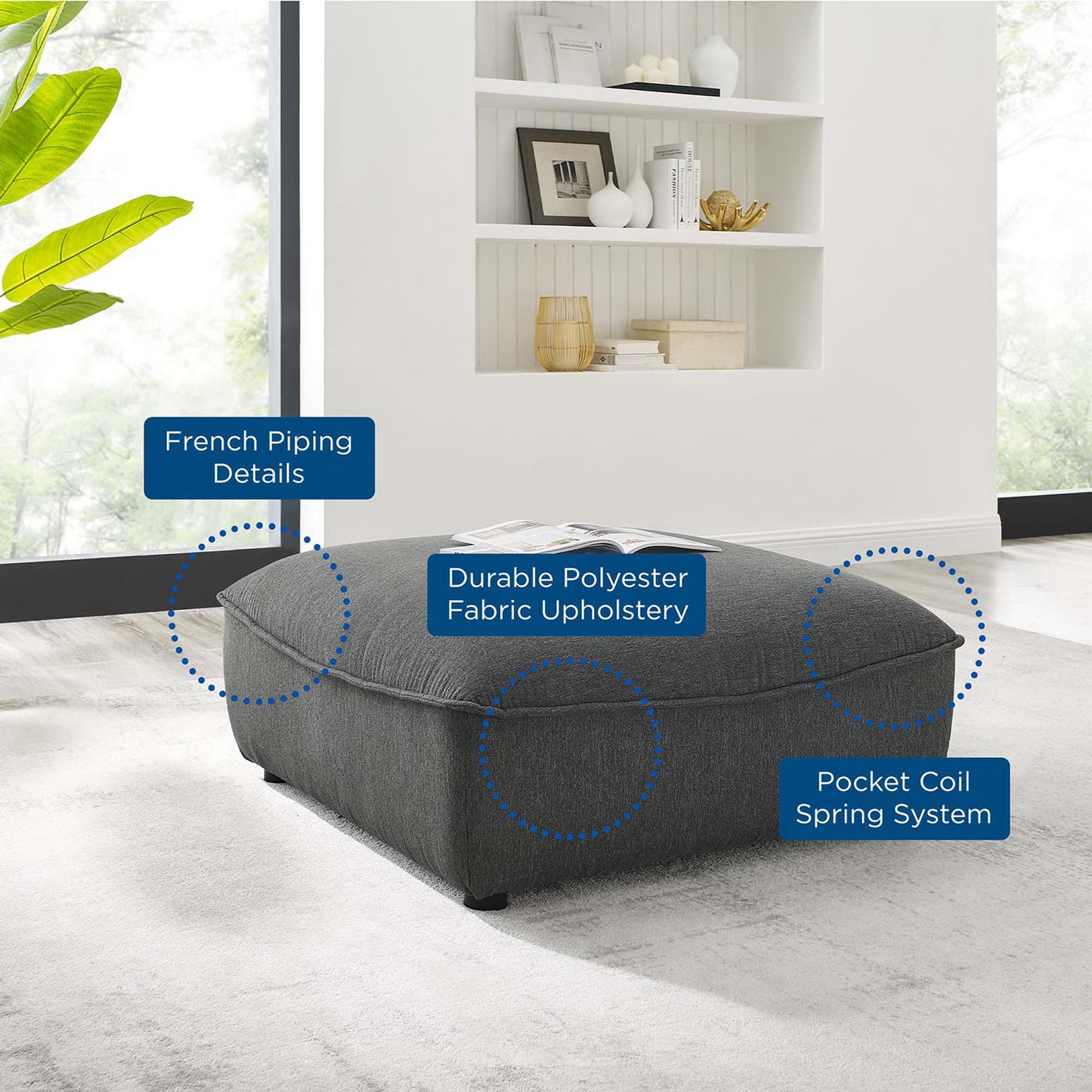 Comprise Sectional Sofa Ottoman by Furniture for America