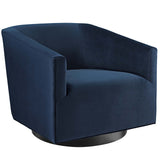Della Performance Velvet Swivel Chair Set of 2 in Midnight Blue