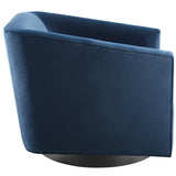 Della Performance Velvet Swivel Chair Set of 2 in Midnight Blue