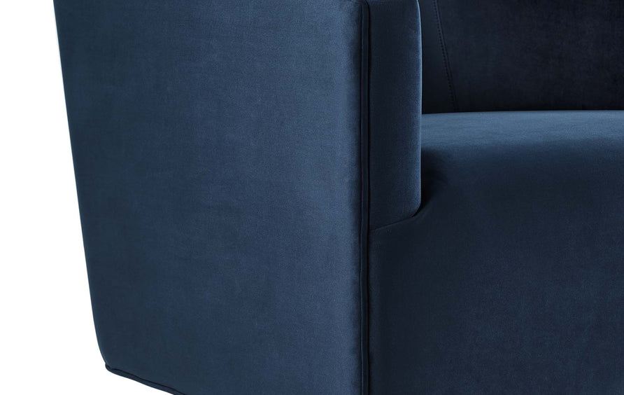 Della Performance Velvet Swivel Chair Set of 2 in Midnight Blue