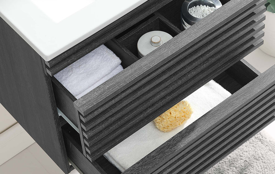 Vera 24" Wall-Mount Bathroom Vanity in Charcoal White