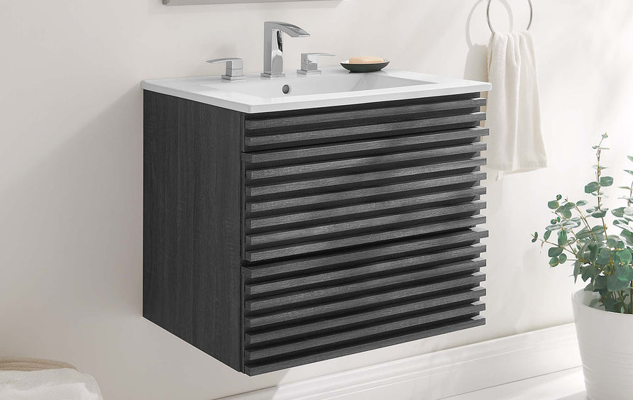 Vera 24" Wall-Mount Bathroom Vanity in Charcoal White