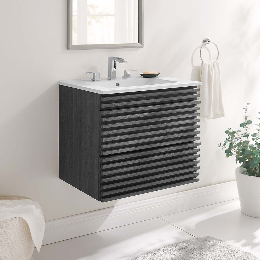 Vera 24" Wall-Mount Bathroom Vanity in Charcoal White