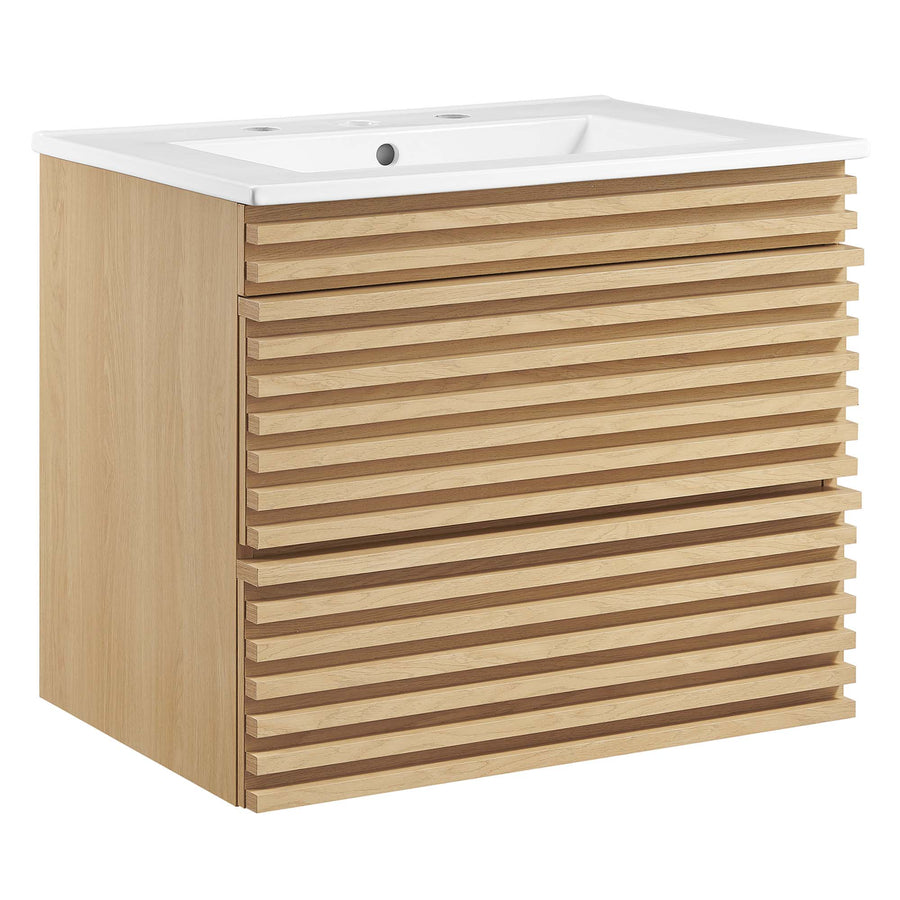 Vera 24" Wall-Mount Bathroom Vanity in Oak White