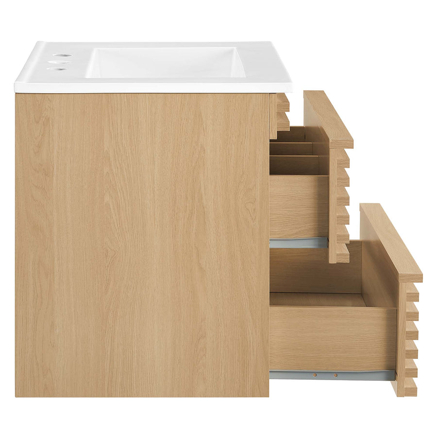 Vera 24" Wall-Mount Bathroom Vanity in Oak White
