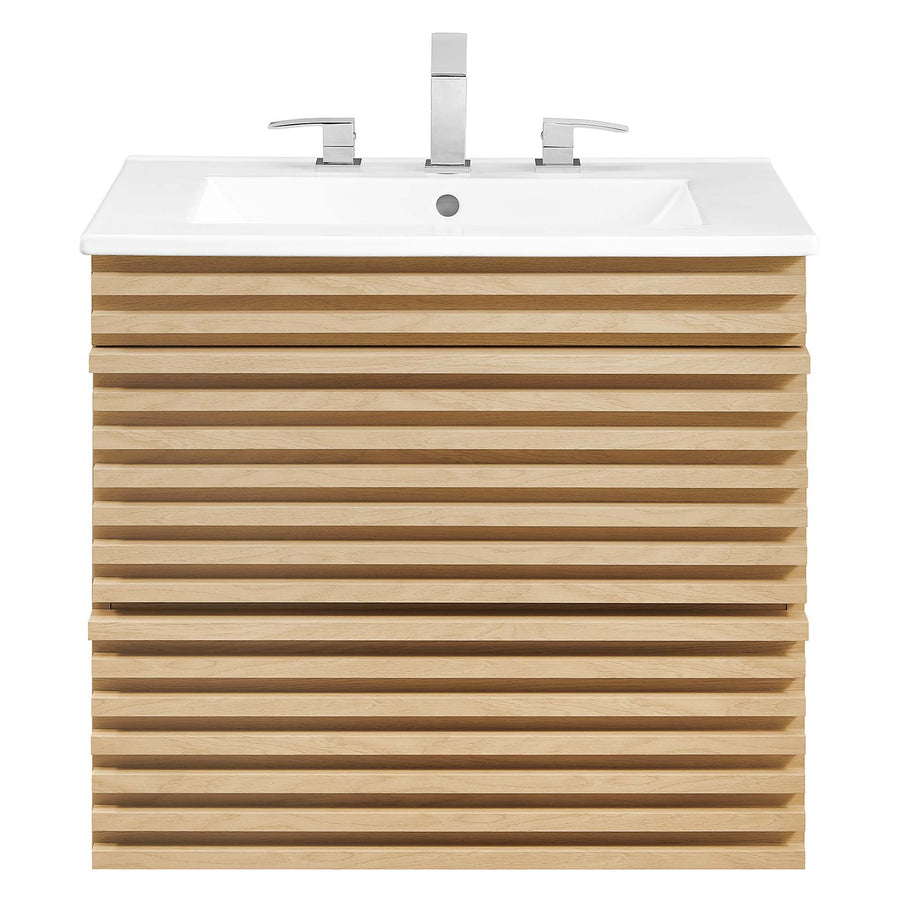 Vera 24" Wall-Mount Bathroom Vanity in Oak White