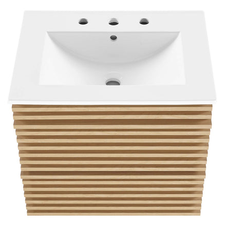 Render 24" Wall-Mount Bathroom Vanity in Oak White