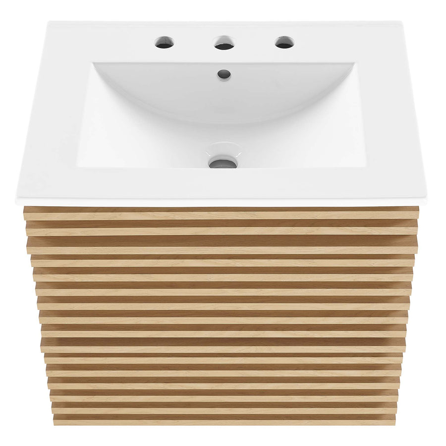 Vera 24" Wall-Mount Bathroom Vanity in Oak White