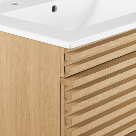 Render 24" Wall-Mount Bathroom Vanity in Oak White