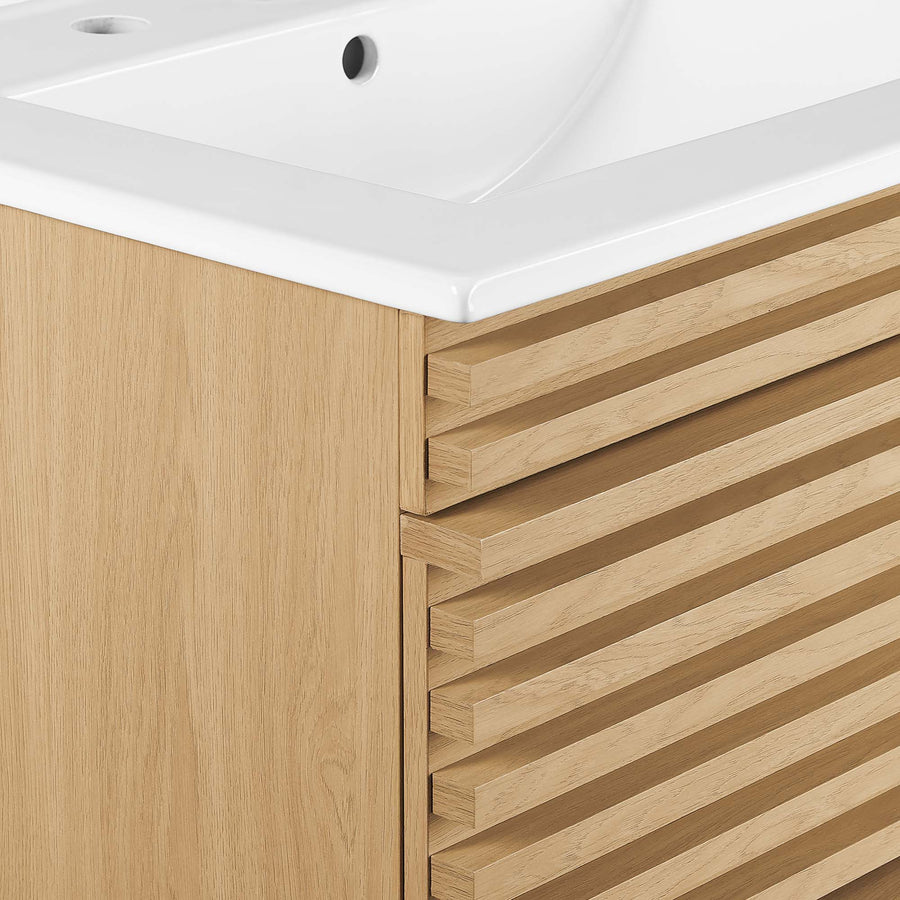 Vera 24" Wall-Mount Bathroom Vanity in Oak White