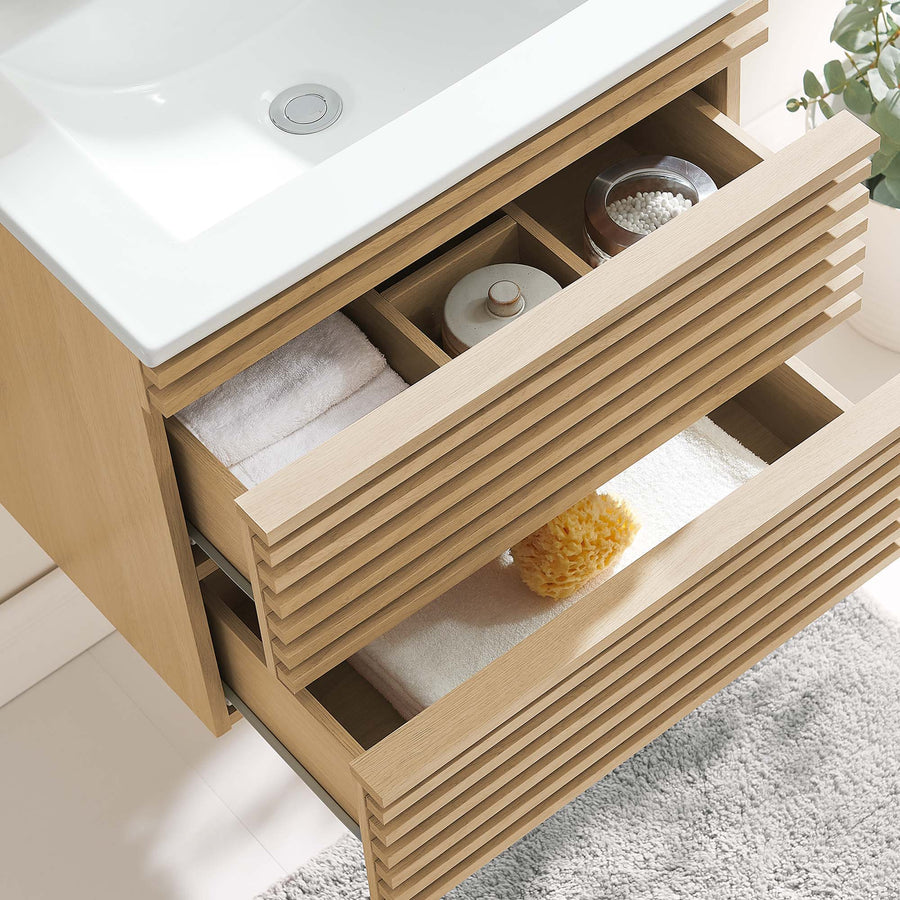 Vera 24" Wall-Mount Bathroom Vanity in Oak White