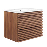 Vera 24" Wall-Mount Bathroom Vanity in Walnut White