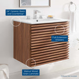 Vera 24" Wall-Mount Bathroom Vanity in Walnut White