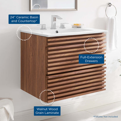 Render 24" Wall-Mount Bathroom Vanity by Furniture For America
