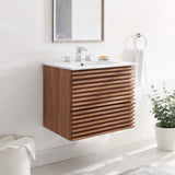 Vera 24" Wall-Mount Bathroom Vanity in Walnut White