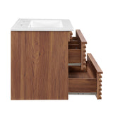 Vera 24" Wall-Mount Bathroom Vanity in Walnut White