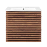 Vera 24" Wall-Mount Bathroom Vanity in Walnut White