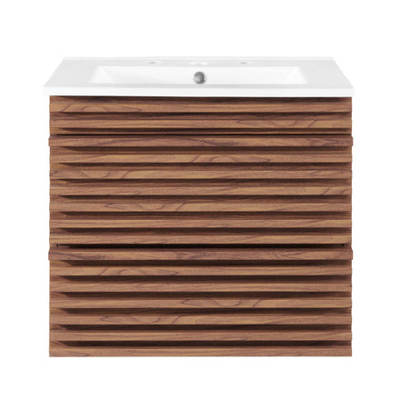 Render 24" Wall-Mount Bathroom Vanity in Walnut White