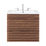Vera 24" Wall-Mount Bathroom Vanity in Walnut White