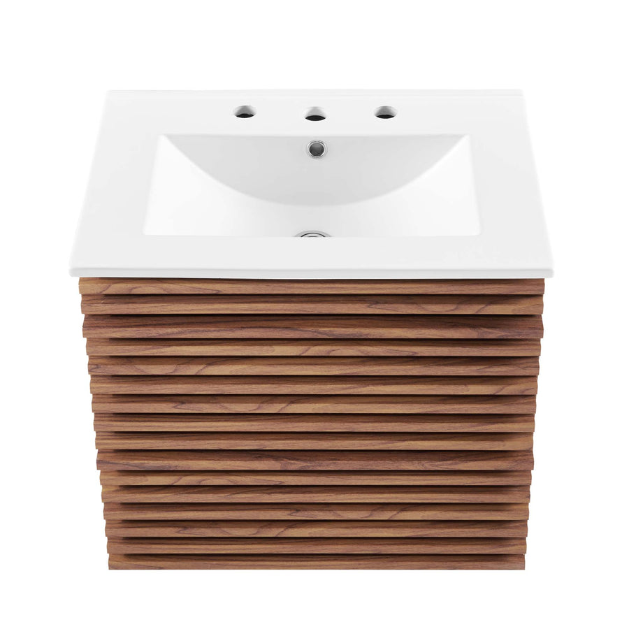Vera 24" Wall-Mount Bathroom Vanity in Walnut White
