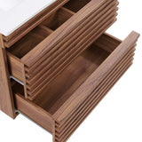 Vera 24" Wall-Mount Bathroom Vanity in Walnut White