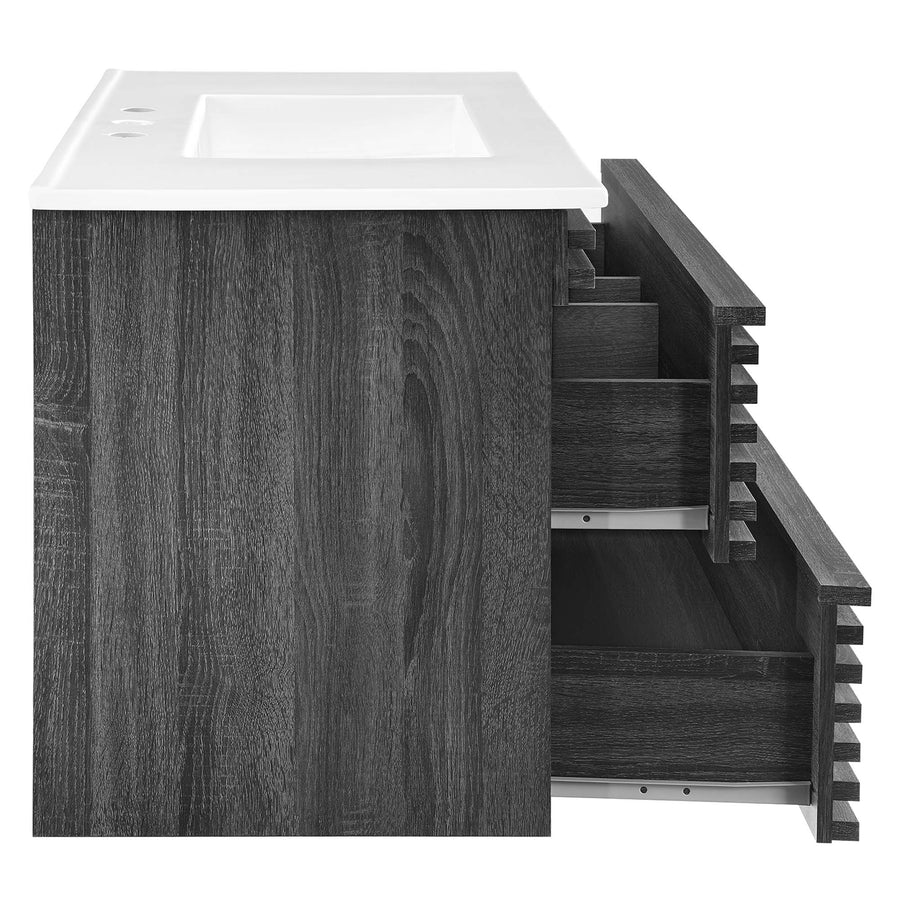 Vera 36" Wall-Mount Bathroom Vanity in Charcoal White