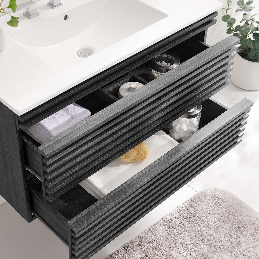 Vera 36" Wall-Mount Bathroom Vanity in Charcoal White