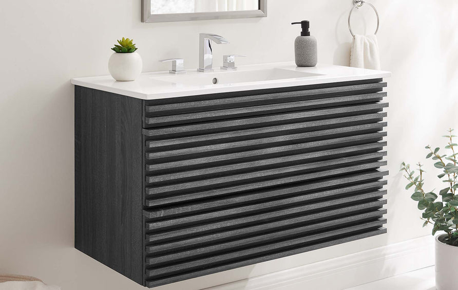 Vera 36" Wall-Mount Bathroom Vanity in Charcoal White