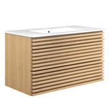 Vera 36" Wall-Mount Bathroom Vanity in Oak White