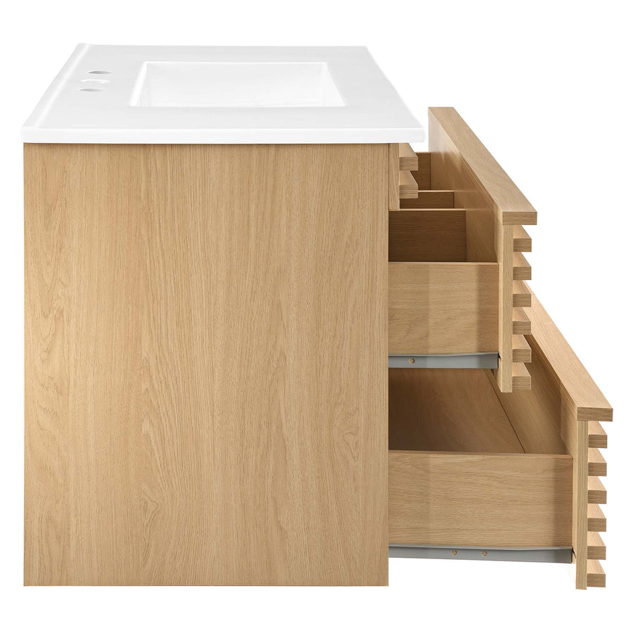 Vera 36" Wall-Mount Bathroom Vanity in Oak White