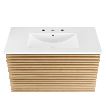 Render 36" Wall-Mount Bathroom Vanity in Oak White
